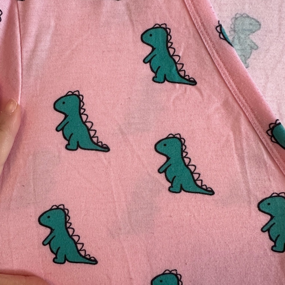 Women’s Unique Pink Dinosaur Pajama Romper - Picture 3 of 5